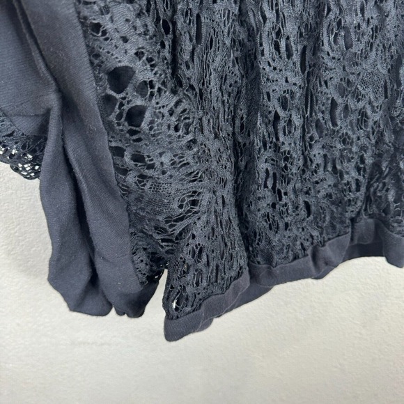 Thakoon Romper Women's 4 Black Lined 100% Cotton Surplice Neck Plunge Crochet - Picture 5 of 13